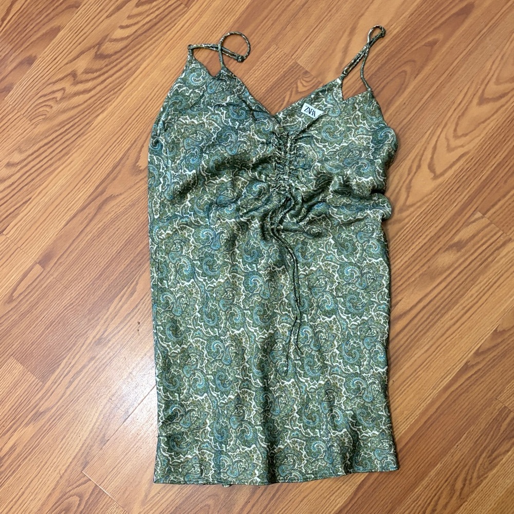 Zara Green Paisley Slip Dress